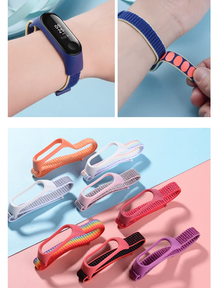 Nylon Loop Bracelet For Xiaomi Mi Band 7 Strap Sport Smart Watch Wristband Correa For Xiaomi Mi band 3 4 5 6 7 NFC Accessories