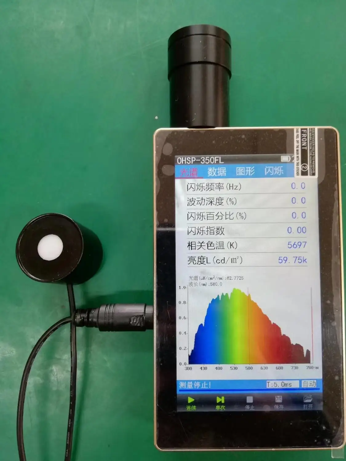 

OHSP350FL customized Spectrometer Flicker Test also Luminance cd/m2 (pdf csv available)