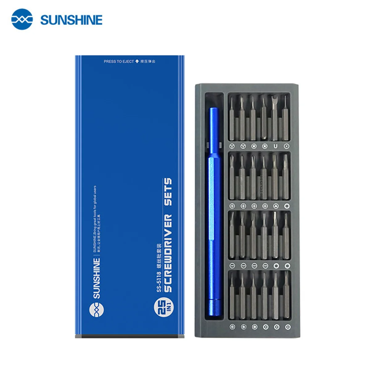 SS-5118 Finishing Screwdriver High Performance 25 in 1 Portable Phone Repair Tool Set S2 alloy Steel Screwdriver Head