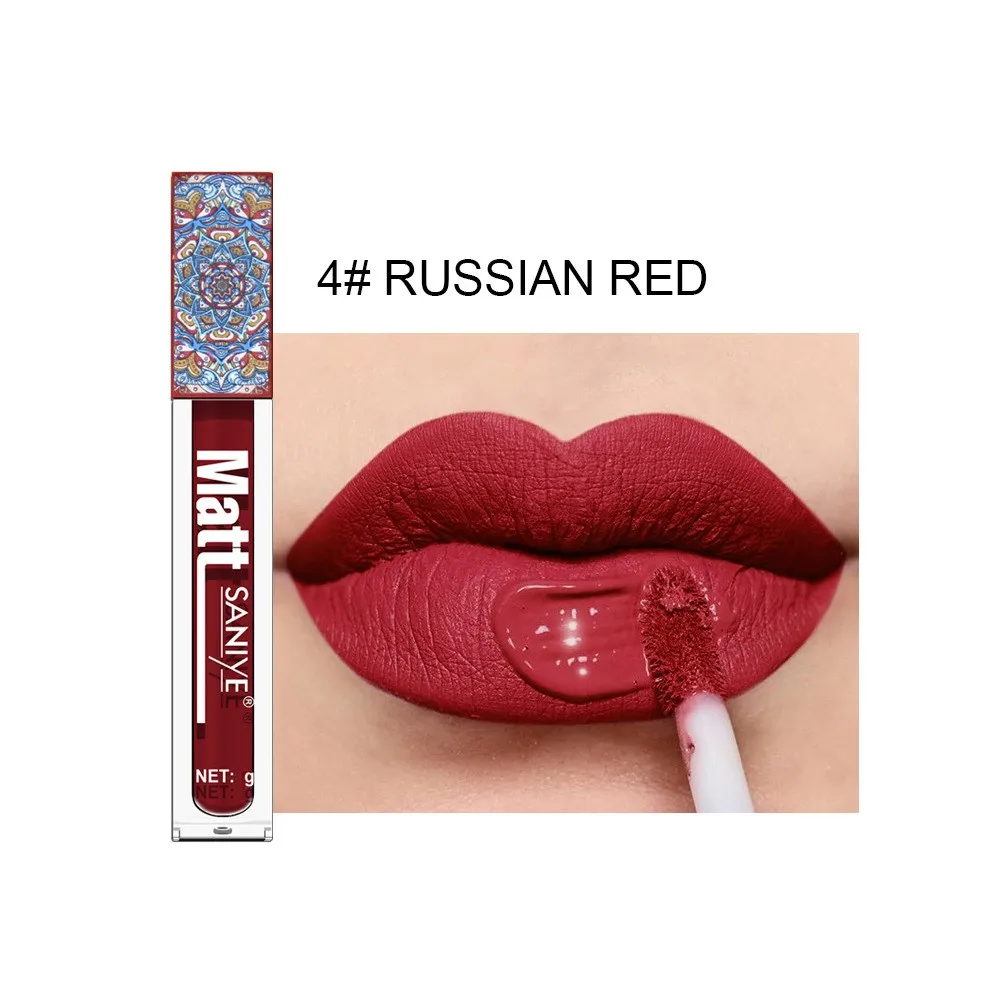 9 Colors Lipgloss Brown Nude Pigment Dark Red Matte Nude Waterproof Lasting Velvet Liquid Lipstick Women Makeup Lip Glaze 1PCS