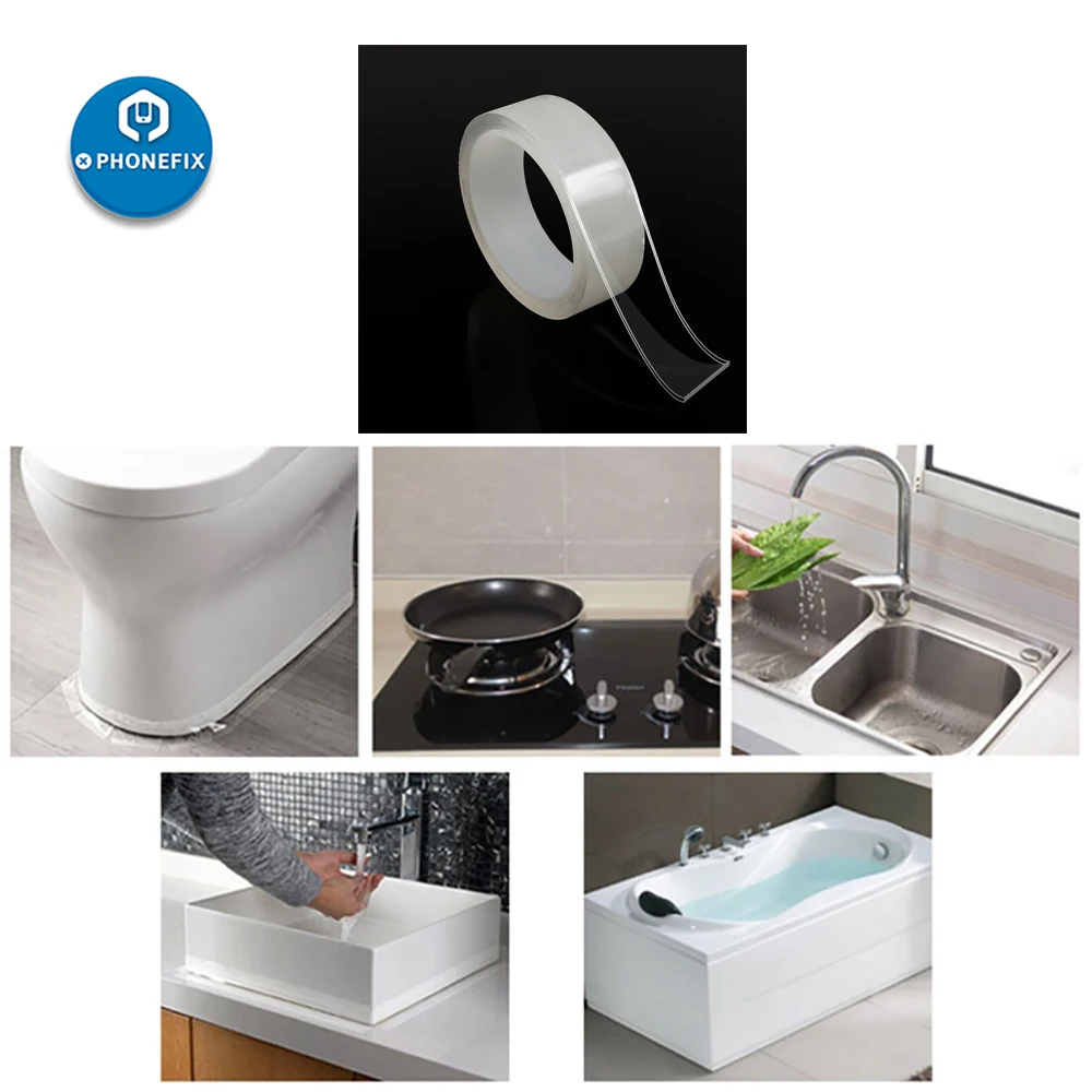 Cinta impermeable para fregadero de cocina, cinta de sellado autoadhesiva, resistente al moho, Nano, para inodoro y baño