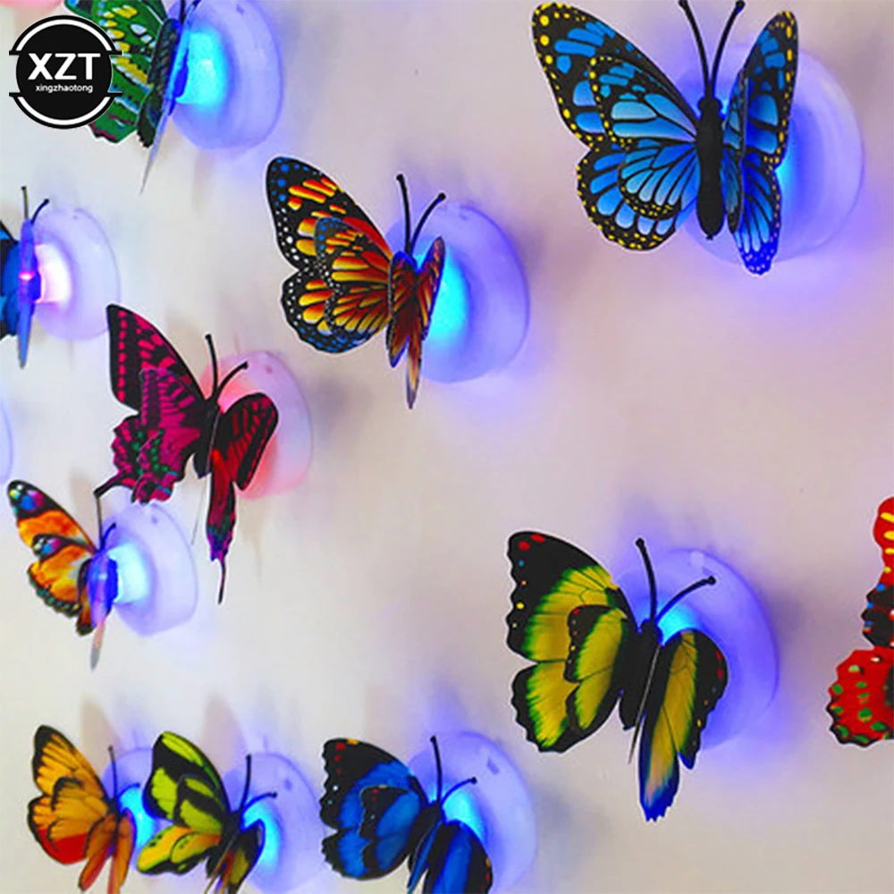 Colorful LED Nigh Lights Butterfly Shape Wall Paste DIY Art Home Decor For Kids Room Durable Energy-Saving Decorative Lamp