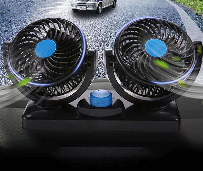 Car Truck Air Cooling Dual Head Fan 12V/24V Powered Portable Adjustable Fans Summer High Quality 2 Speeds Strong Wind FS01