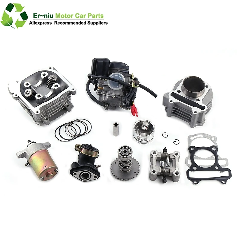 

GY6 50 80 100 cc 137QMA QMB139 4T CYLINDER KIT Head A9 Camshaft Rollers Carburetor Rings 64mm Valve Arms Assemly