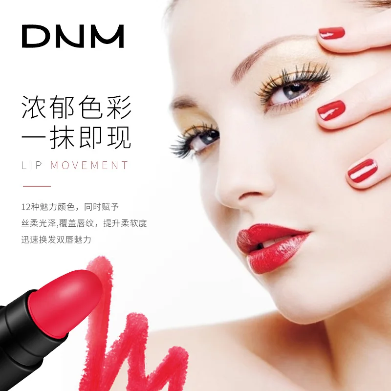 Dnm Set 12-Color Lipstick Boxed Velvet Fog Surface Lip Gloss Matte Color Changing Gilding Jelly Peach Blossom Makeup