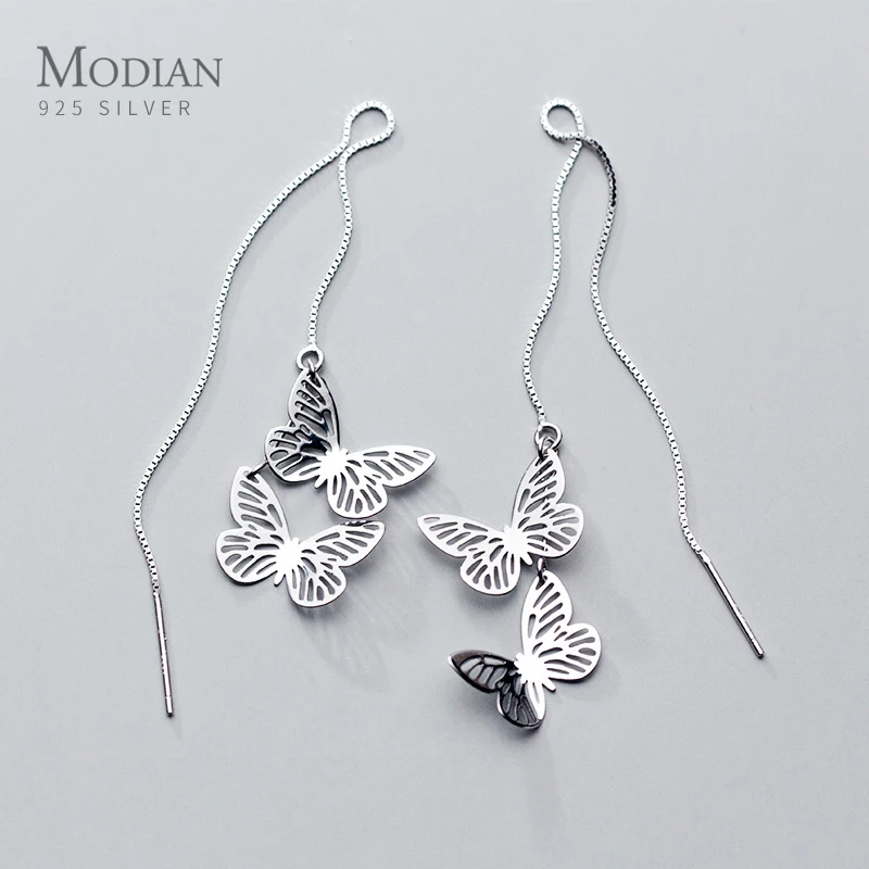 

Modian Openwork Sweet Lovely Butterfly 925 Sterling Silver Drop Earrings for Women Japanese Style Fashion Earring Fine Jewelry