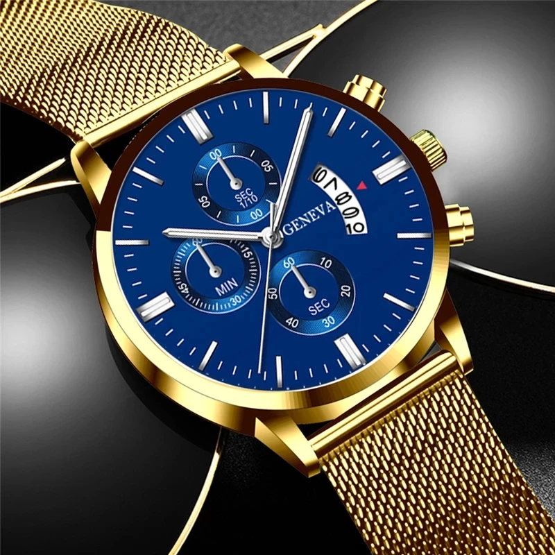 2022 New Men's Watches Fashion Calendar Mesh Strap Quartz Watch Men Casual Business Stainless Steel Wristwatch Reloj Hombre