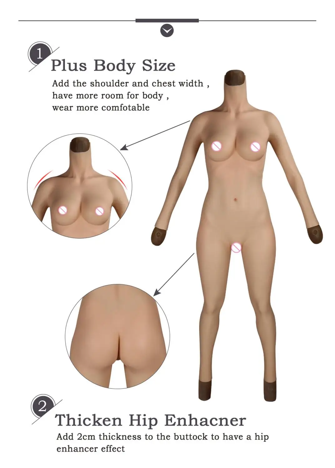 Dokier Realistic No -oil Silicone Bodysuit Crossdresser Fake Boobs Drag Queen Fake Vagina for Transgender Shemale Breast Forms