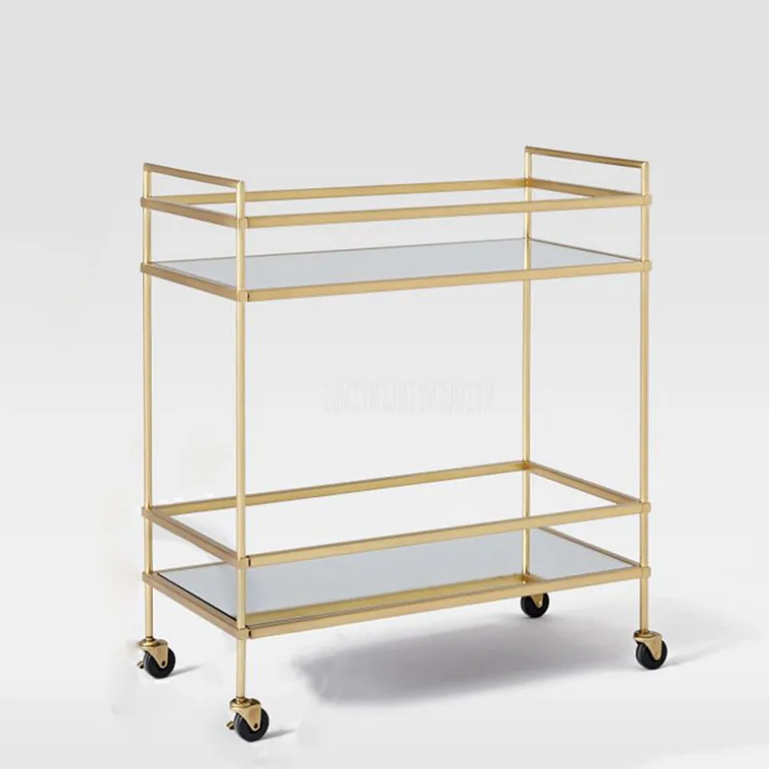 Hotel Dining Cart Double Layer Stainless Steel Wine Water Cart Service Car Living Room Shelf Dessert Trolley Hotel Furniture