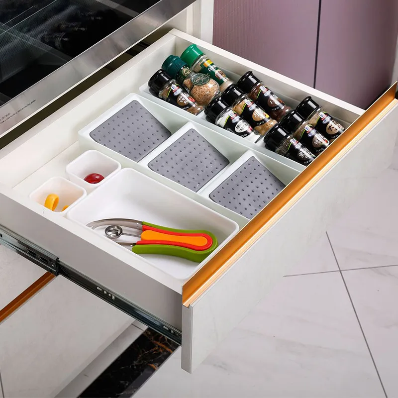 キッチンスパイスラックドロワー収納滑り止め3グリッド調味料用オーガナイザーdq-drop