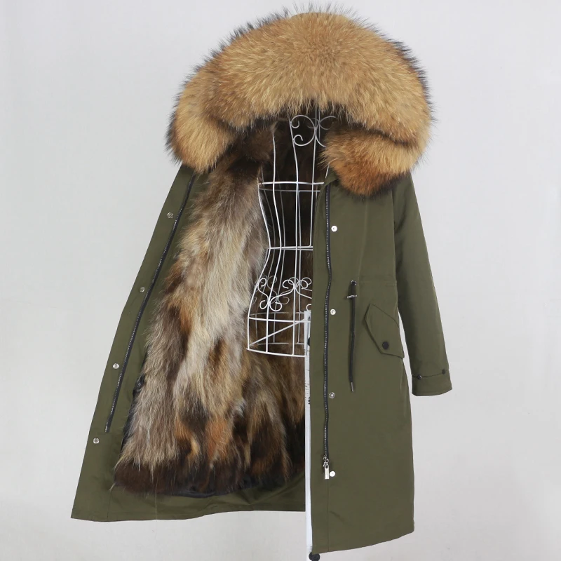 

MENINA BONITA X-long Parka Waterproof Winter Jacket Women Natural Raccoon Fur Hood Fox Fur Real Fur Coat Detachable Streetwear