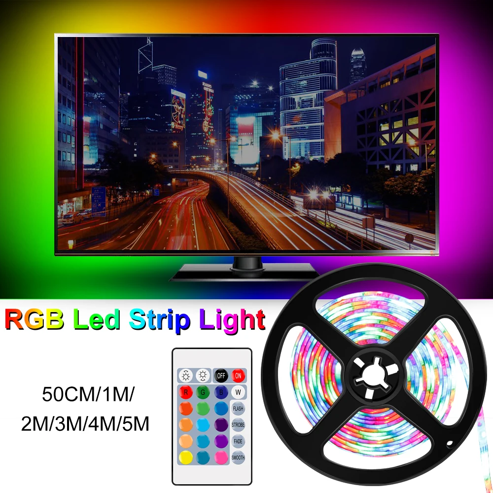 

Гибкая светодиодная лента 2835SMD, USB RGB светильник полоска для подсветки телевизора, рабочего стола, телевизора, 1 м, 2 м, 3 м, 4 м, 5 м