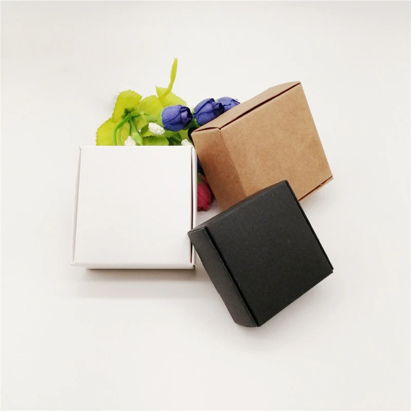 100pcs Black/White/Kraft Paper Boxes Packaging Jewelry Box For Necklace Packaging Jewelry Display Storage Small Paper Gift Boxes