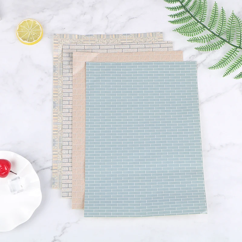 1:12 DIY Dollhouse Simplicity Red Brick Tile Pebbles Kitchen Dining Room Bathroom Living Room Floor Wallpaper Doll house Decor