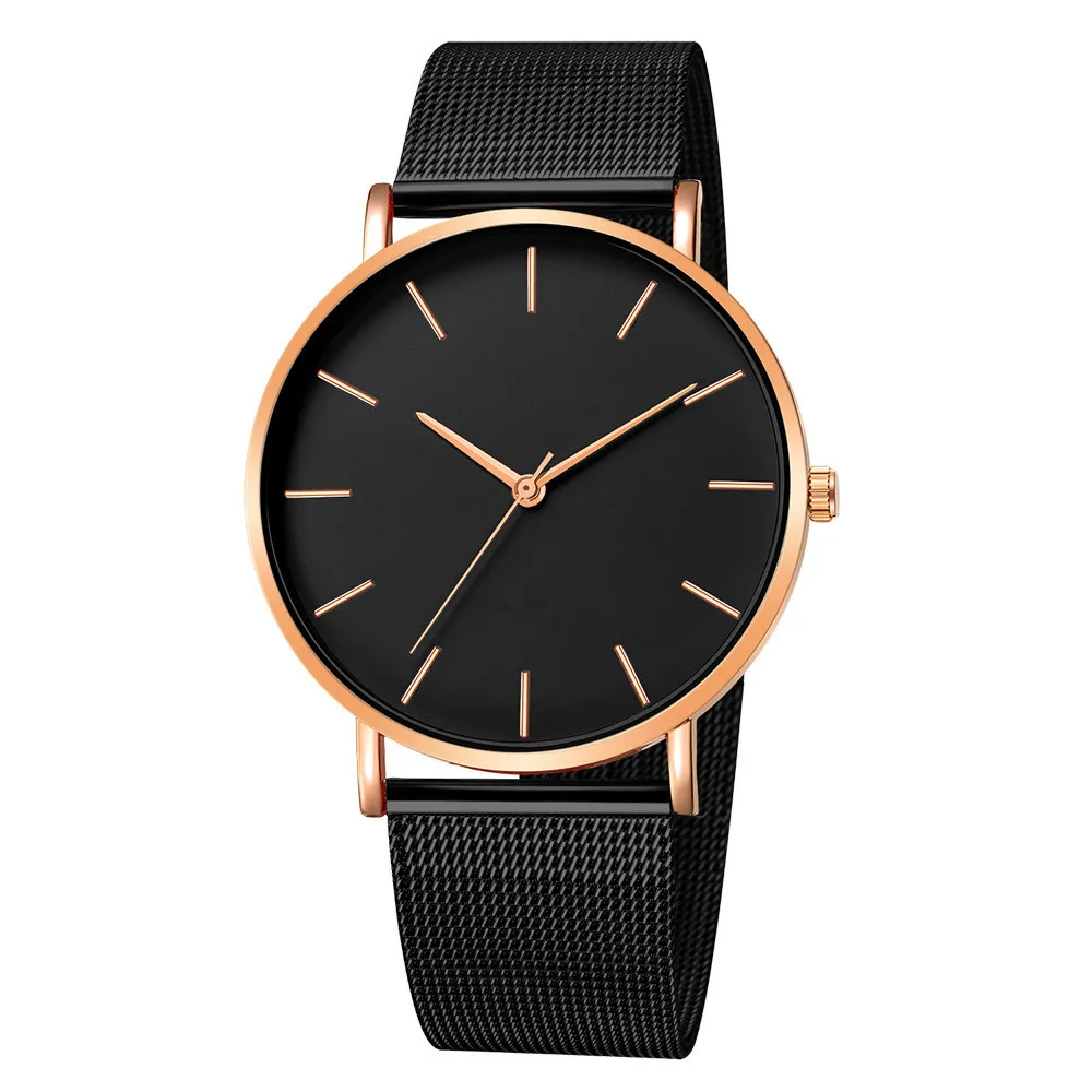 Gold Minimalist Männer Mode Ultra Dünne Uhren Business Einfache Edelstahl Mesh Gürtel Quarz Armbanduhren Reloj Lujo Hombre