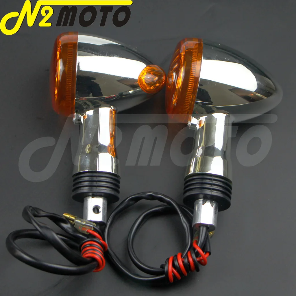 Motorcycle 12V Front Rear Turn Signals Indicator Light Chrome Amber Indicator Blinker Flasher For Suzuki Boulevard M109R 06-15