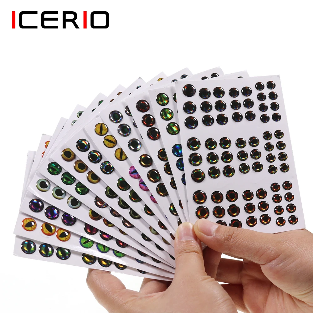 ICERIO 828PCS Mix 3D Holographic Fish Eye Epoxy 3D Fly Fishing Simulation Artificial Fish Eyes For Streamer FLy Lure Making