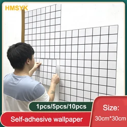 1/5/10pcs 3D PVC Nordic Lattice Kitchen Oil-proof Stickers Self-adhesive Wallpaper Wall Stickers Fireproof Renovation 30CM*30CM