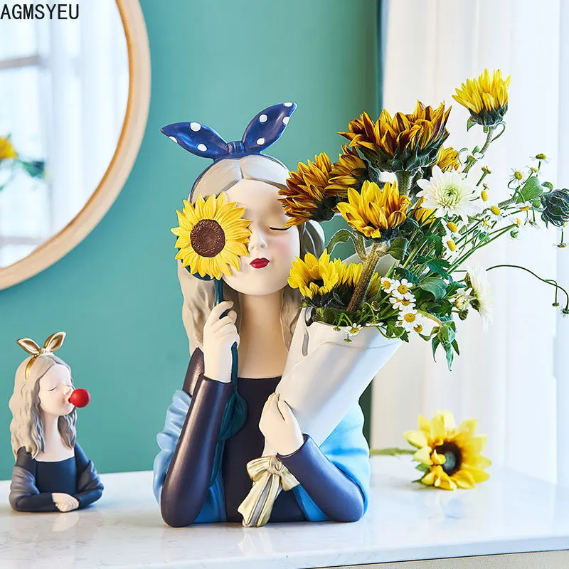

AGMSYEU Nordic Light Luxury Creative Bouquet Girl Decoration Vase Office Living Room Desktop Decoration Home Decoration
