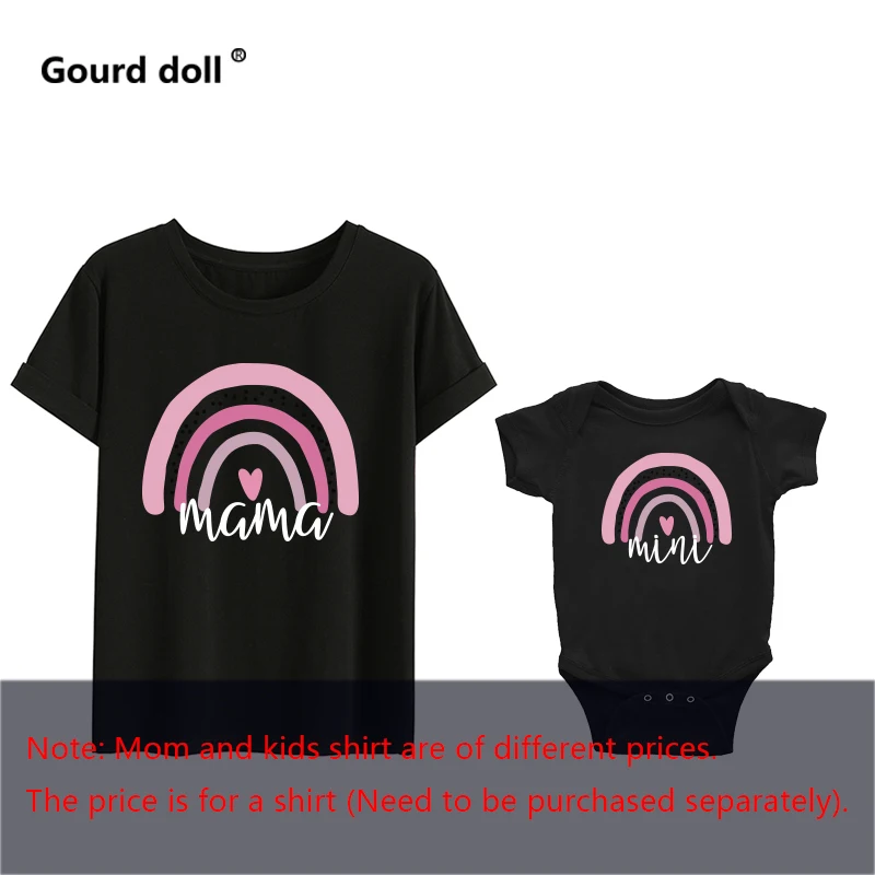 Pelele para mamá y bebé, ropa de algodón para la familia a juego de 0 a 24 meses, Mini Camiseta con estampado de arcoíris, Tops bonitos