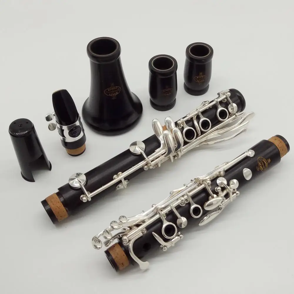 Free Shipping Music Fancier Club Ebony Wood Bb Clarinets R13 Major Professional Clarinets Silver Plated Keys 17