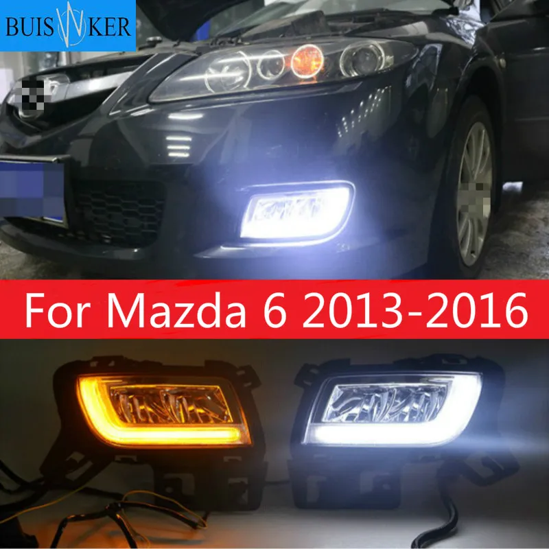 

2pcs For Mazda 6 Mazda6 2013-2016 LED DRL Daytime Running Light Daylight Waterproof Turn Signal lamp