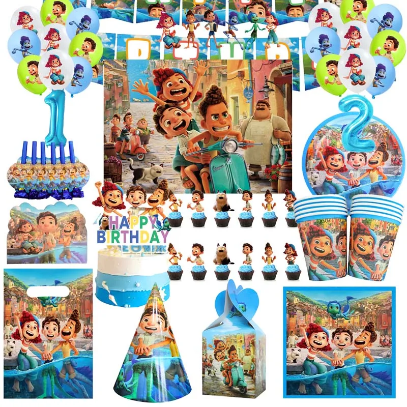 

Disney Luca Birthday Party Supplies Disposable Cup Straw Sticker Sling Badge Baby Shower Decor Girl Faovr Friendship Balloon