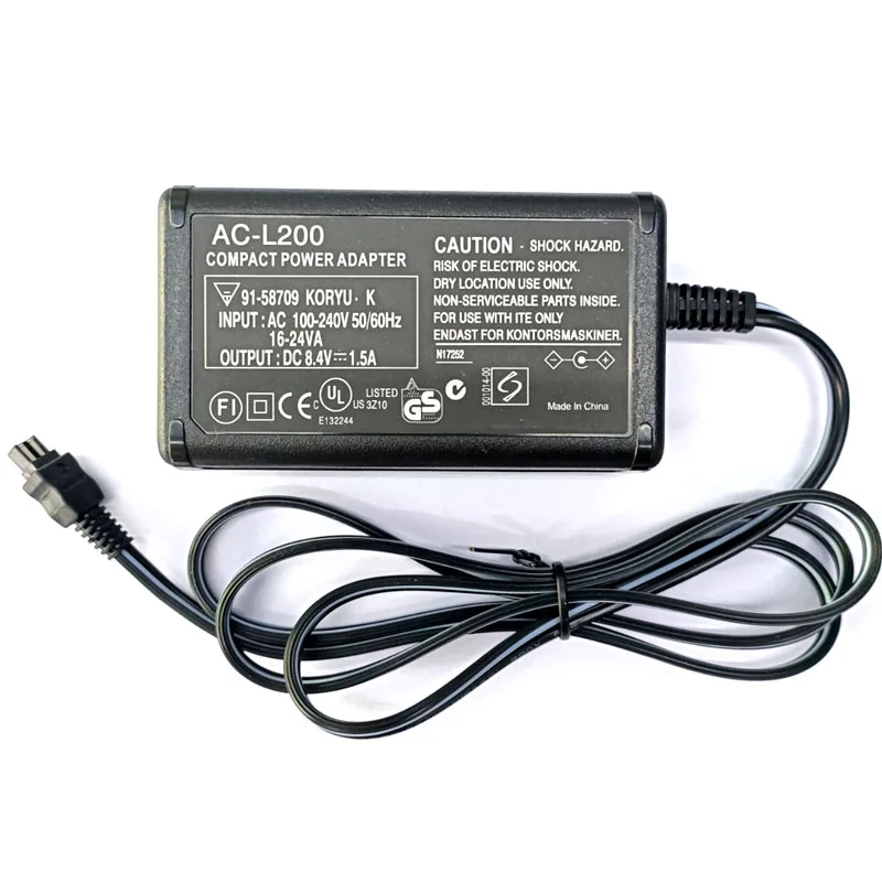 AC Power Adapter Camcorder Charger 8.4V 1.5-1.7A Fast Charging Adapter for Sony AC-L200 L200C L200D L20 L25B CX550 XR550 Camera