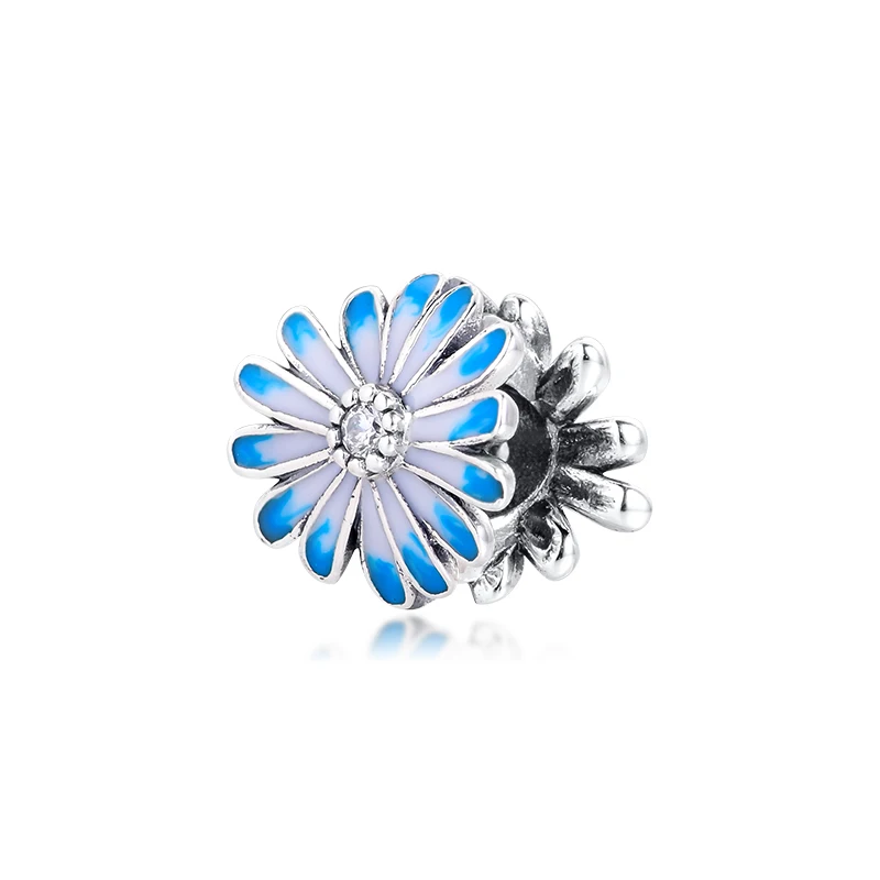 

2020 New Blue Flower Charm Beads For Jewelry Making Pave Stones Crystal Beads Fit Charm Bracelet DIY