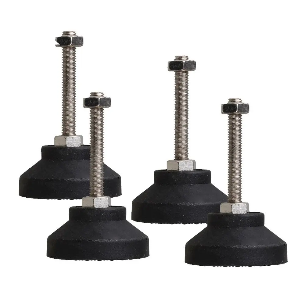 Black 50mm Dia Nylon Bass M8 x 53mm Thread Screw On Type Adjustable Levelling Feet Furniture Glide Pad Pack of 4