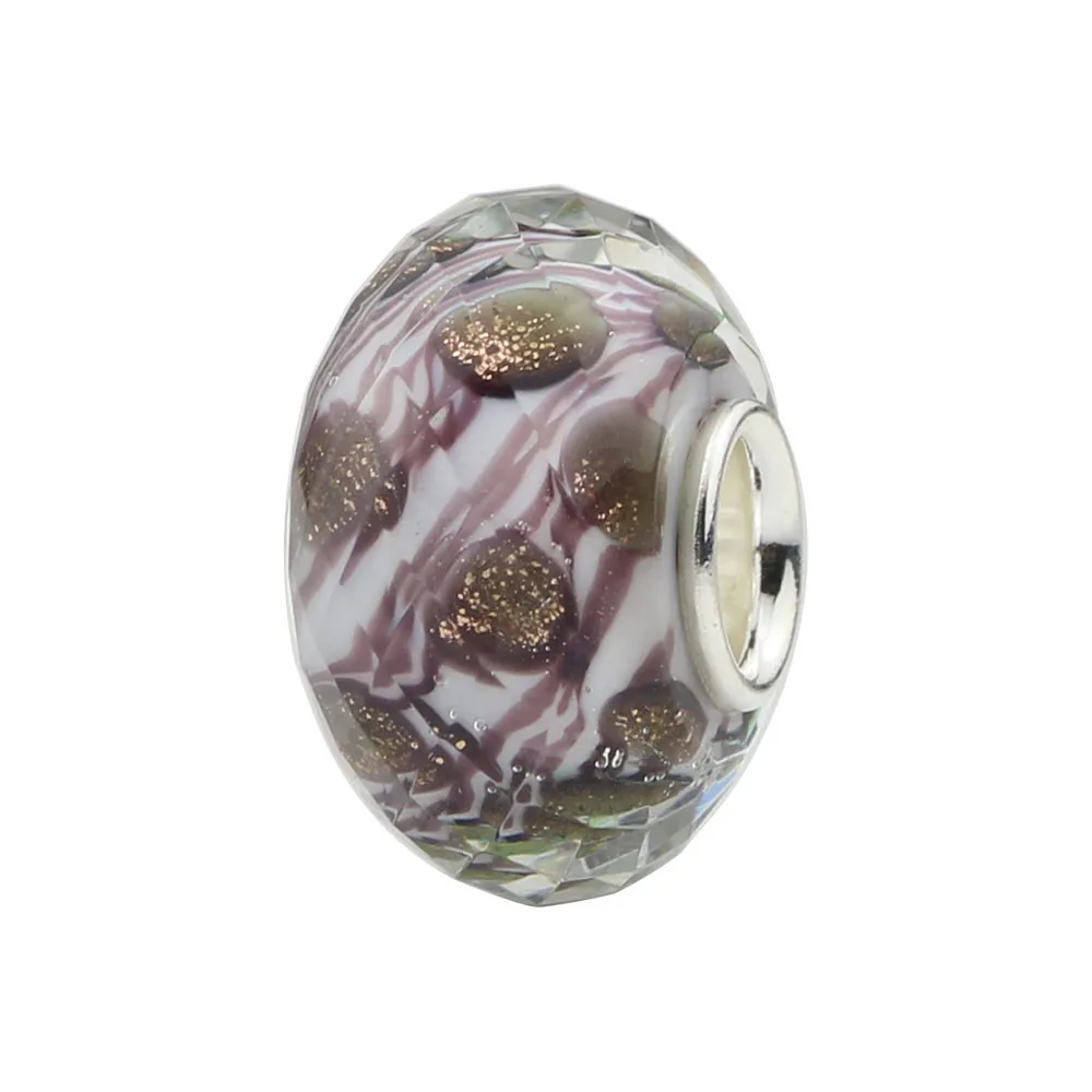 925 Sterling Silver Polka Dot Round Murano Glass Bead Charms Fit For European Original Bracelet  Necklace DIY  Jewelry Makings