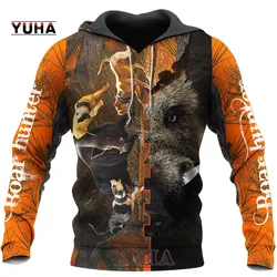 Sweats à capuche et veste de tatouage de camouflage de chasse animale, pull d'impression 3D, chasseur de sanglier, streetwear PVD, nouvelle mode