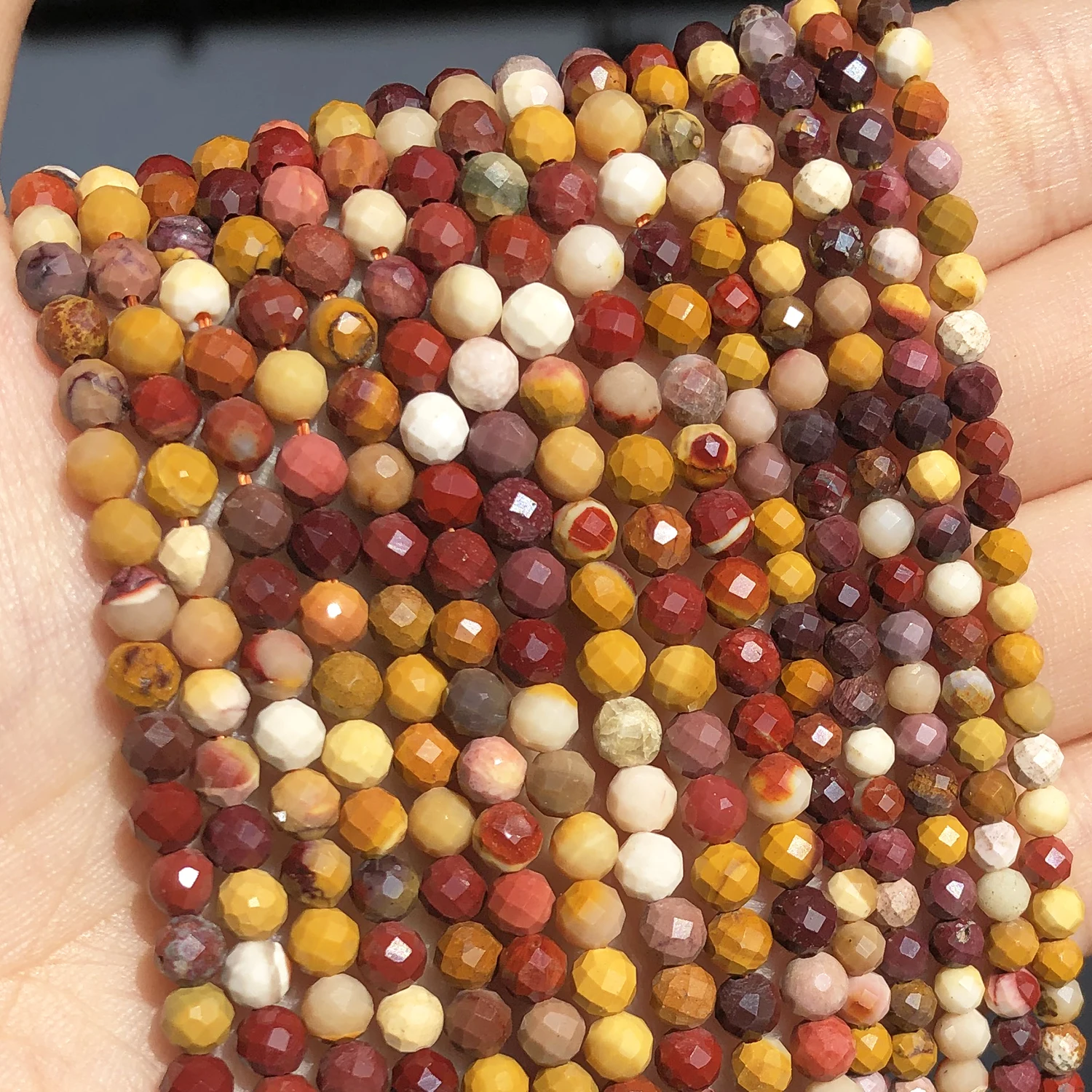 Natural Faceted Colorful Mookaite Gem Stone 3 4mm Loose Spacer Beads for Jewelry DIY Making Bracelet Earrings Accessories 15''