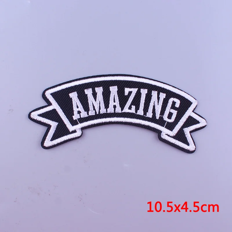 Embroidery Patch Letter Stickers Iron On Patches For Clothes Skull Patch On Clothes Punk Rock Stripes DIY Black And White Badges