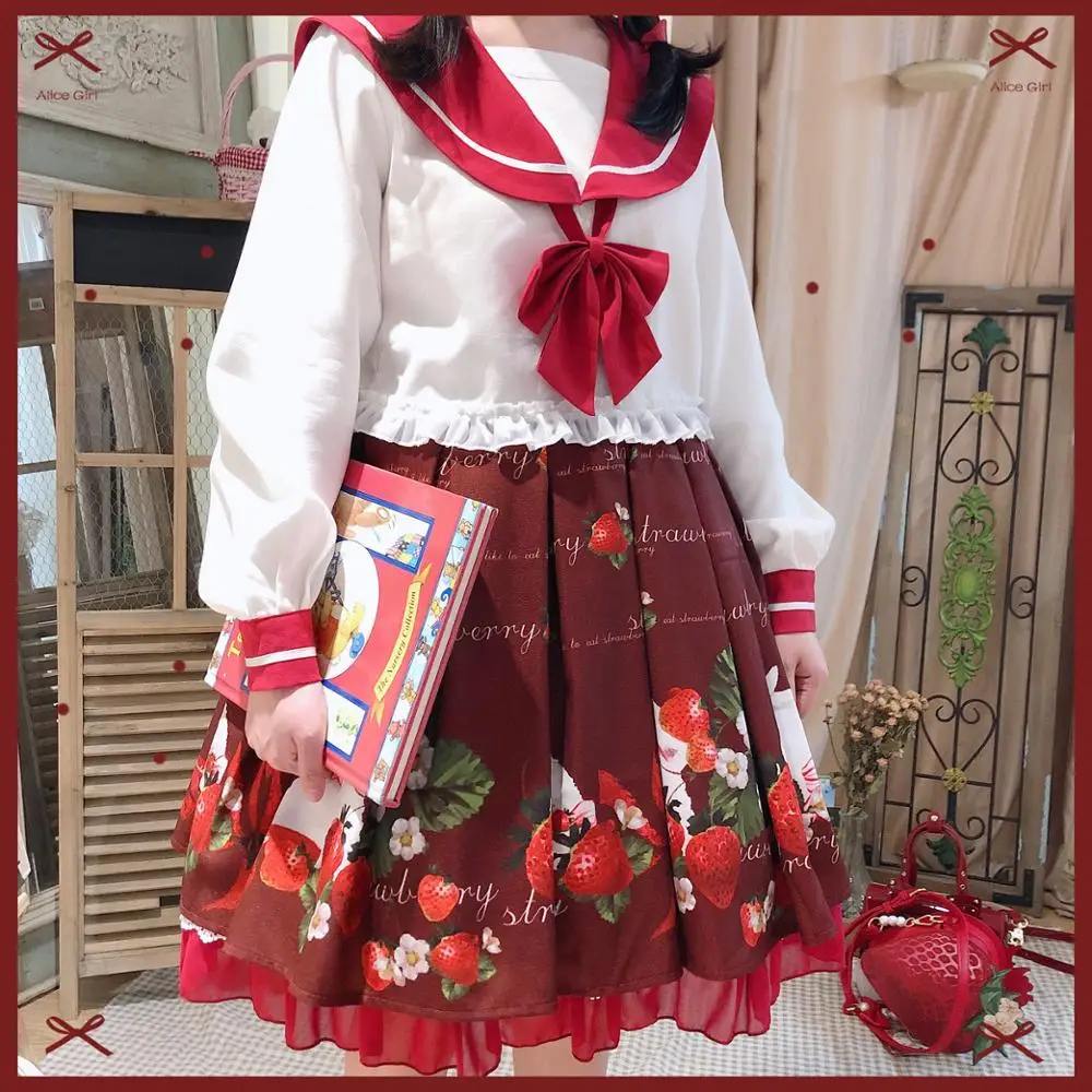 Lolita skirt soft girl high waist victorian cute printing princess tea party sweet kawaii girl gothic lolita cos loli cosplay