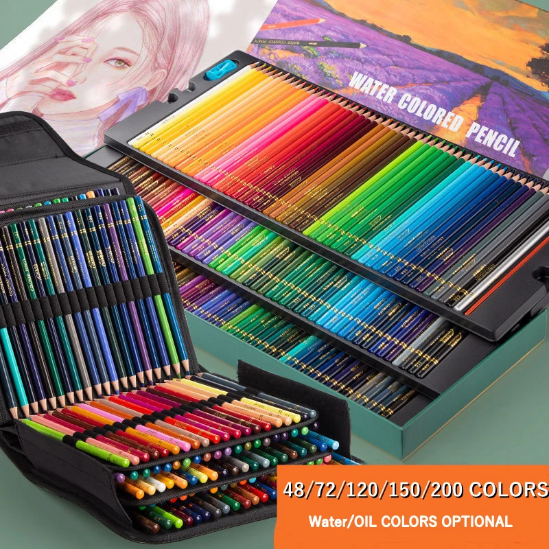 

48/72/120/150/200 Professional Oil Color Pencils Wood Soft Watercolor Pencil For School Draw Sketch Art Supplies, Colour Pencil