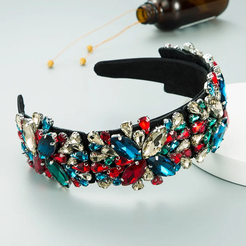 New Luxury Full Crystal Baroque Hairbands Womens Rhinestone Headbands Hair Accessories Head Band Colorful Padded Headdress