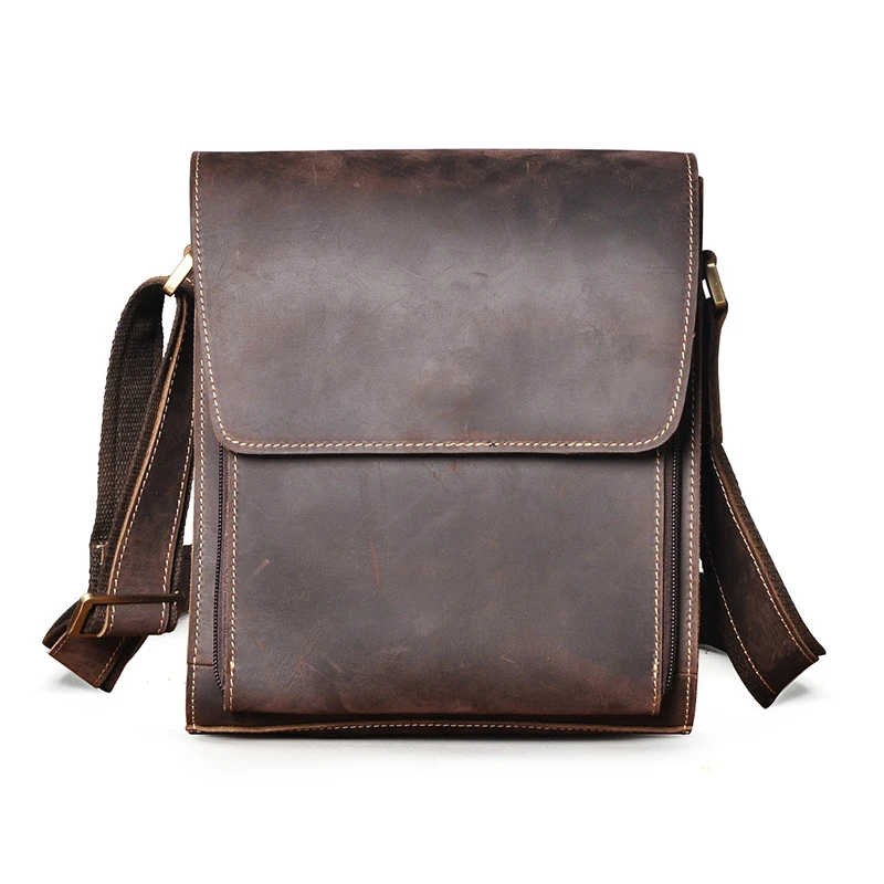 2022 Thick Crazy Horse Leather Design Shoulder Messenger bag Cowhide Cross-body Bag 8\