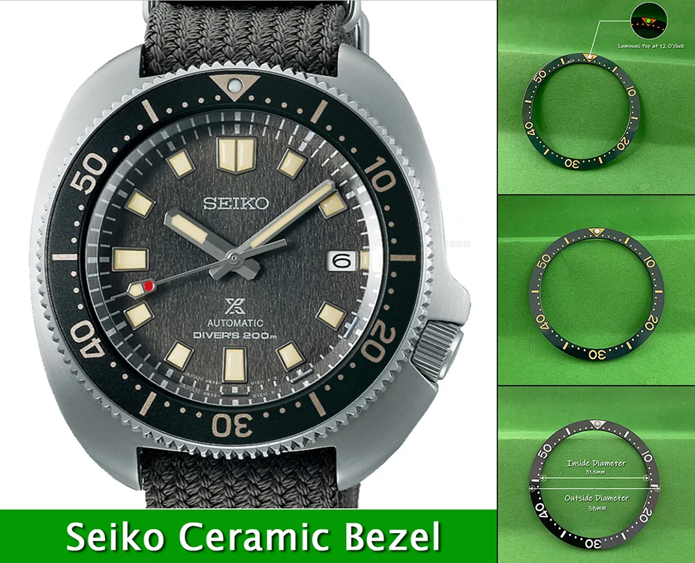 Flat Ceramic Bezel Insert 38*31.5mm Seiko Watch Case Parts Replacement SKX007 SKX009 Driver's Series 10 Colors Optional