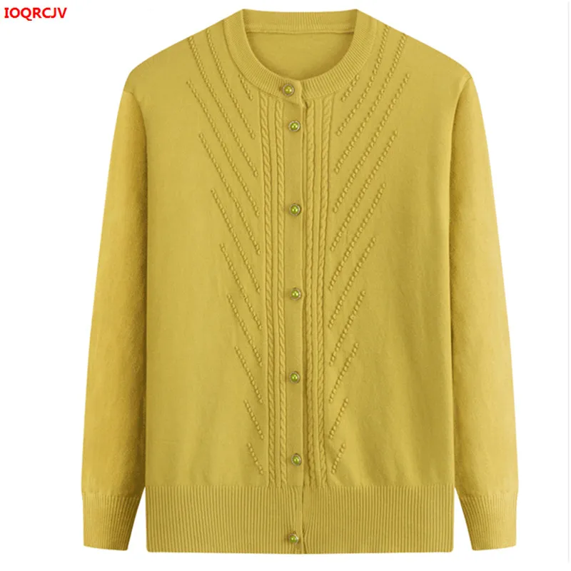 Cardigan Sweater Female Coats Autumn Middle Age Women 4XL knitted Shirt Fashion Sweater Casual Kintting Tops 1671