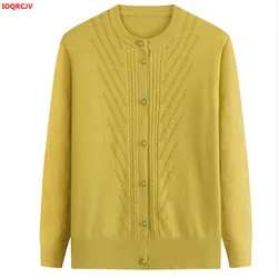 Cardigan Sweater Female Coats Autumn Middle Age Women 4XL knitted Shirt Fashion Sweater Casual Kintting Tops 1671