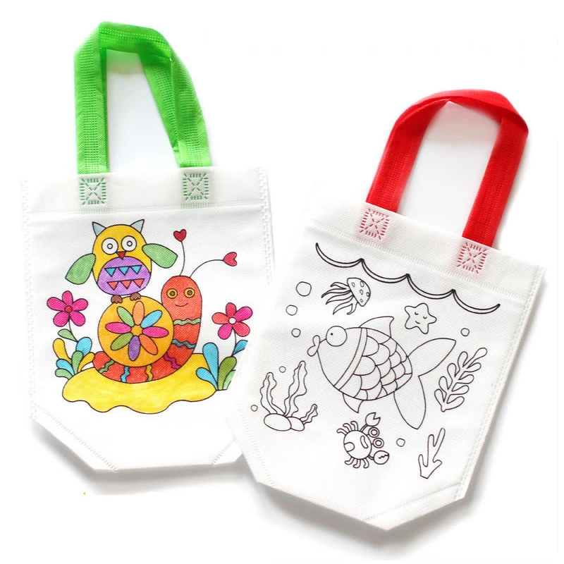 

2019 Children's DIY Environmental Graffiti Bag Storage Package Children Kindergarten Handmade Coloring Painting Learning Toys