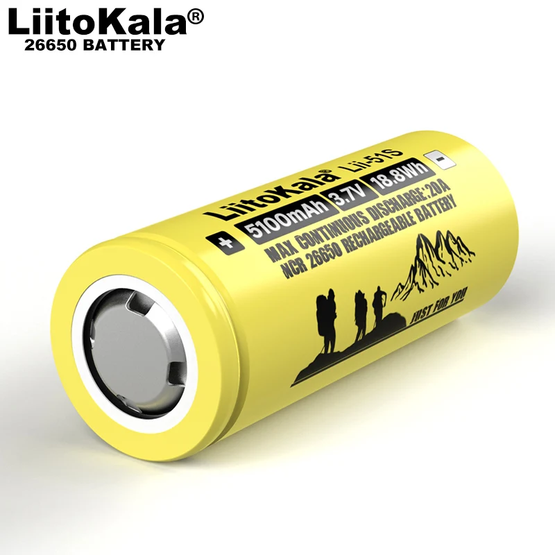 Imagem -04 - Liitokala Lii51s 26650 20a Bateria de Lítio Recarregável de Energia 26650a 3.7v 5100ma Adequado para Lanterna Elétrica 100 Peças