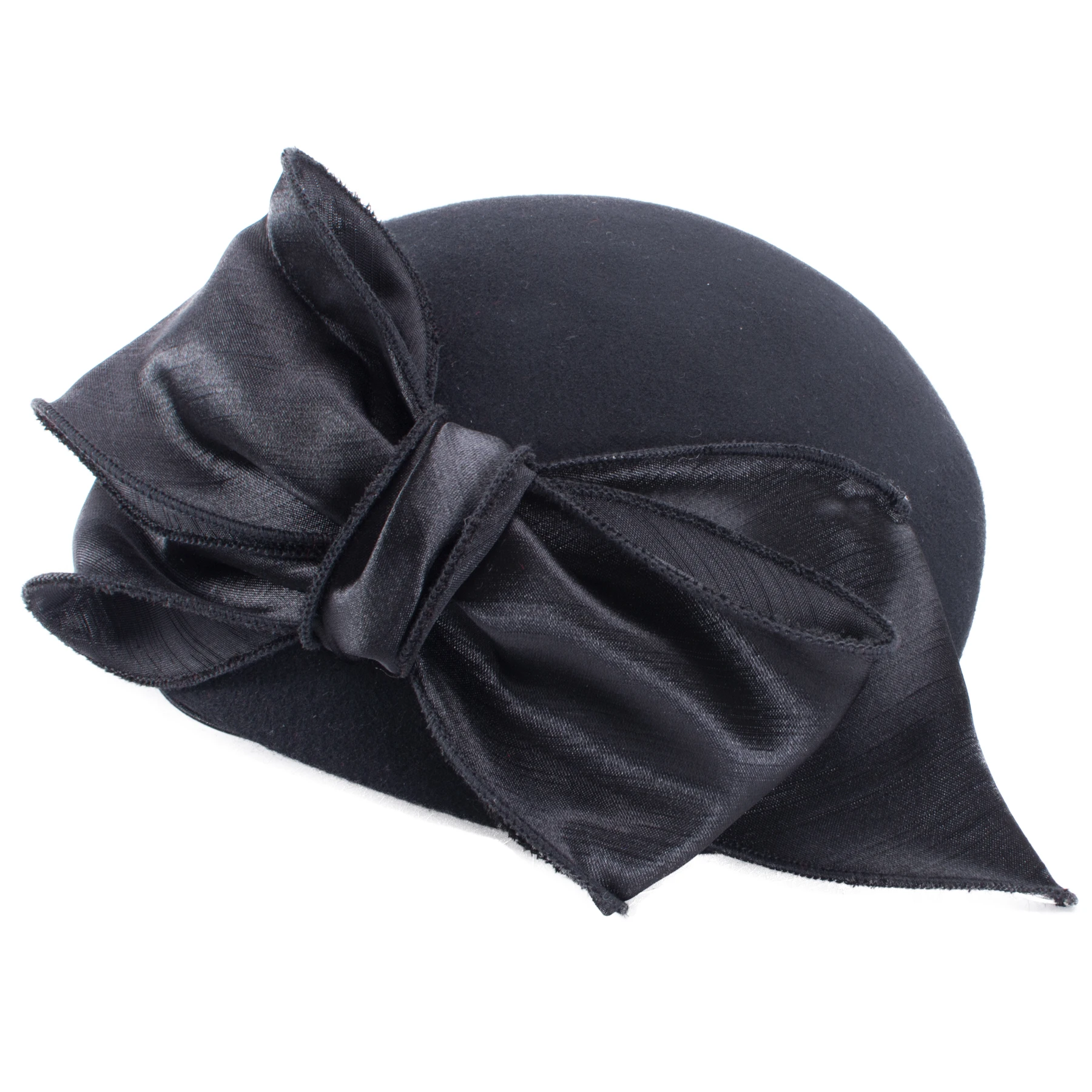 Lawliet Satin Bow Womens British Style Teardrop Wool Felt  Fascinator Hat Tam Beret Casque Cocktail Hat A598