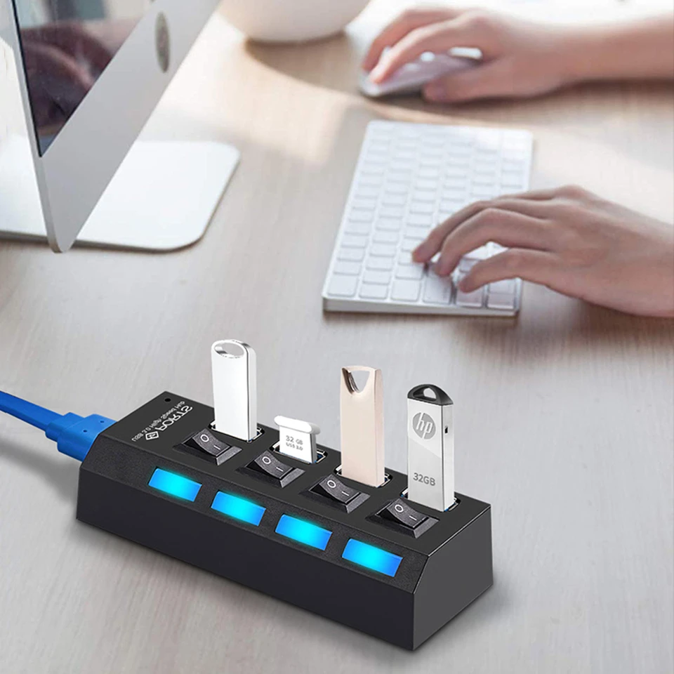 USB HUB USB 3.0 HUB USB Splitter 3 0 Multi Port HUB With Power Adapter Multiple 3 hab With Switch For PC Computer Accessories