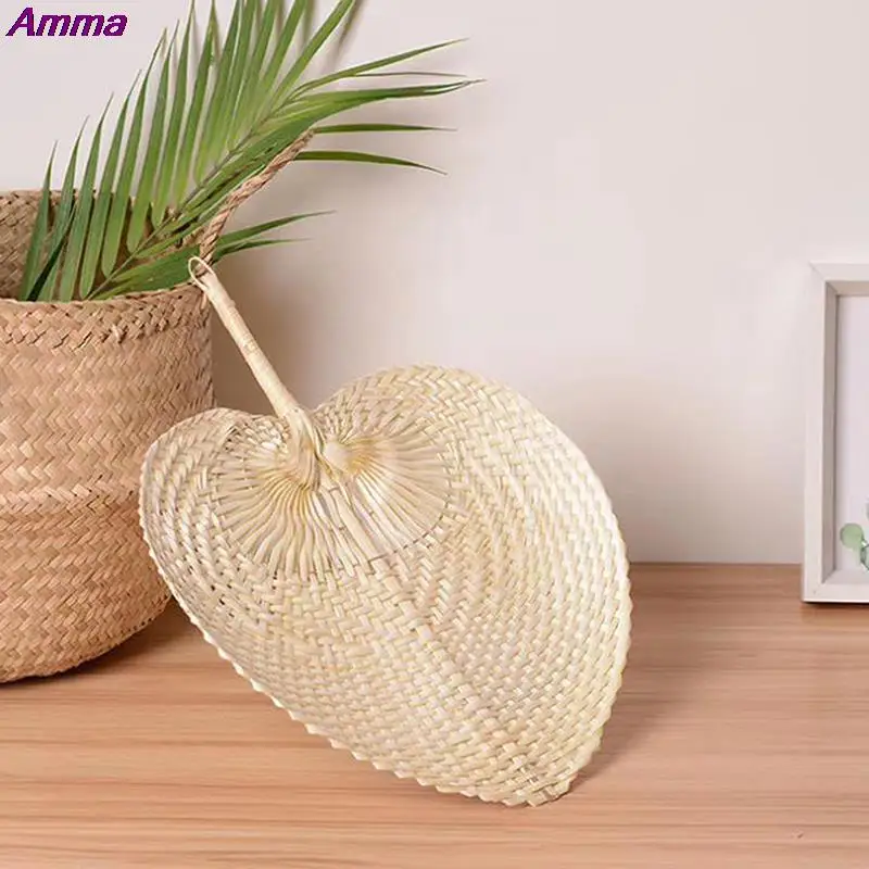 1PC Bamboo Palm Leaf Hand-woven Hand Fan Home Decoration Size 30*40cm Handmade Straw Woven Fans Craft Summer Cooling Fan