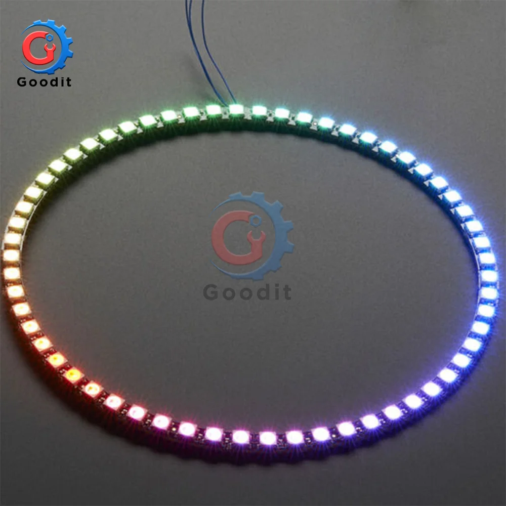 WS2812 lampu LED warna penuh, papan cincin LED bulat 8 Bit/12 Bit/16 Bit/ 64 Bit 5050 RGB