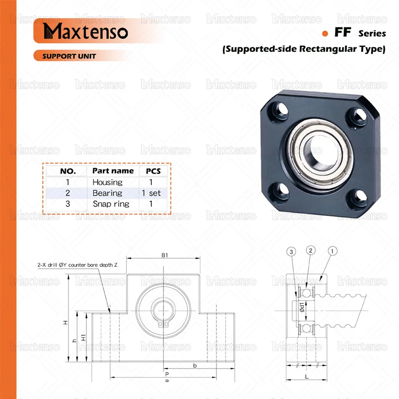 MAXTENSO Ballscrew Support Unit Professional FF06 FF10 FK12 FF15 FF17 FF20 FF25 FF30 Supported-side C3 C5 C7 TBI SFU Premium CNC