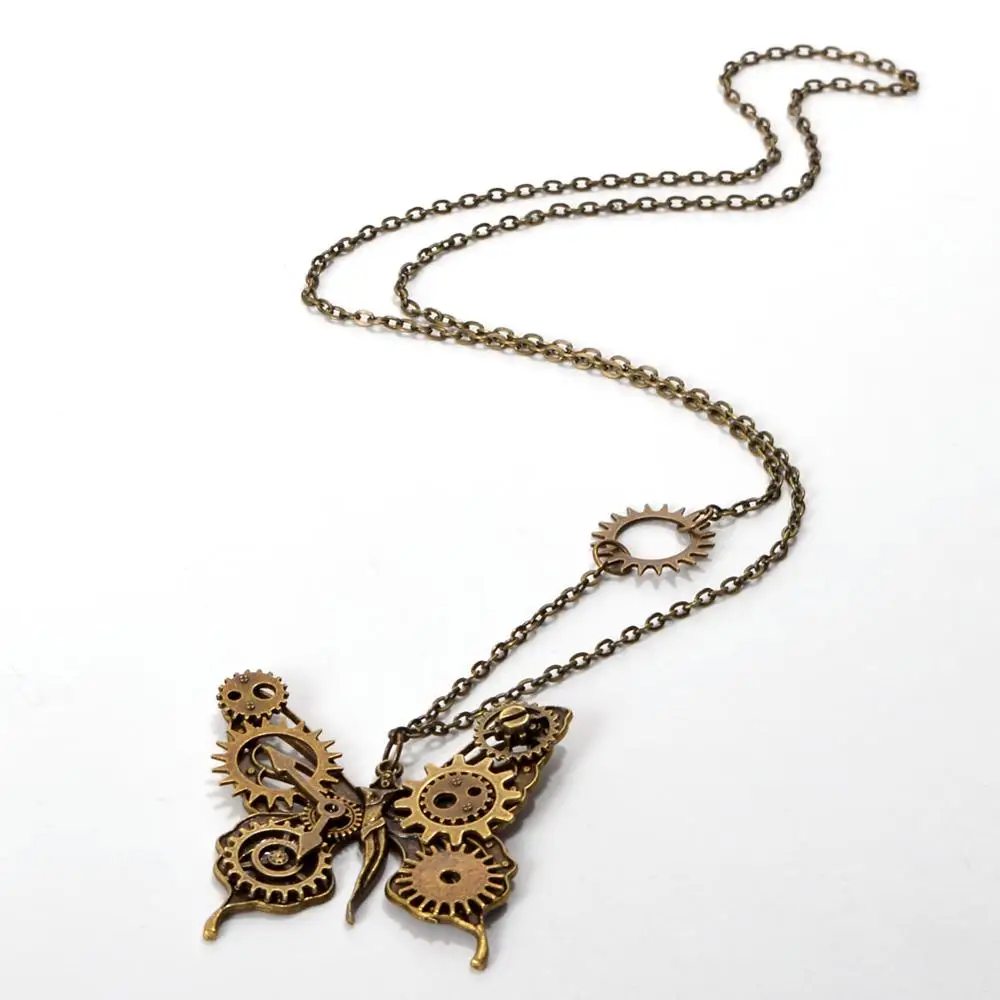 Punk Style Women Necklace Steampunk Gear Pendants Retro Chain Women Accessories