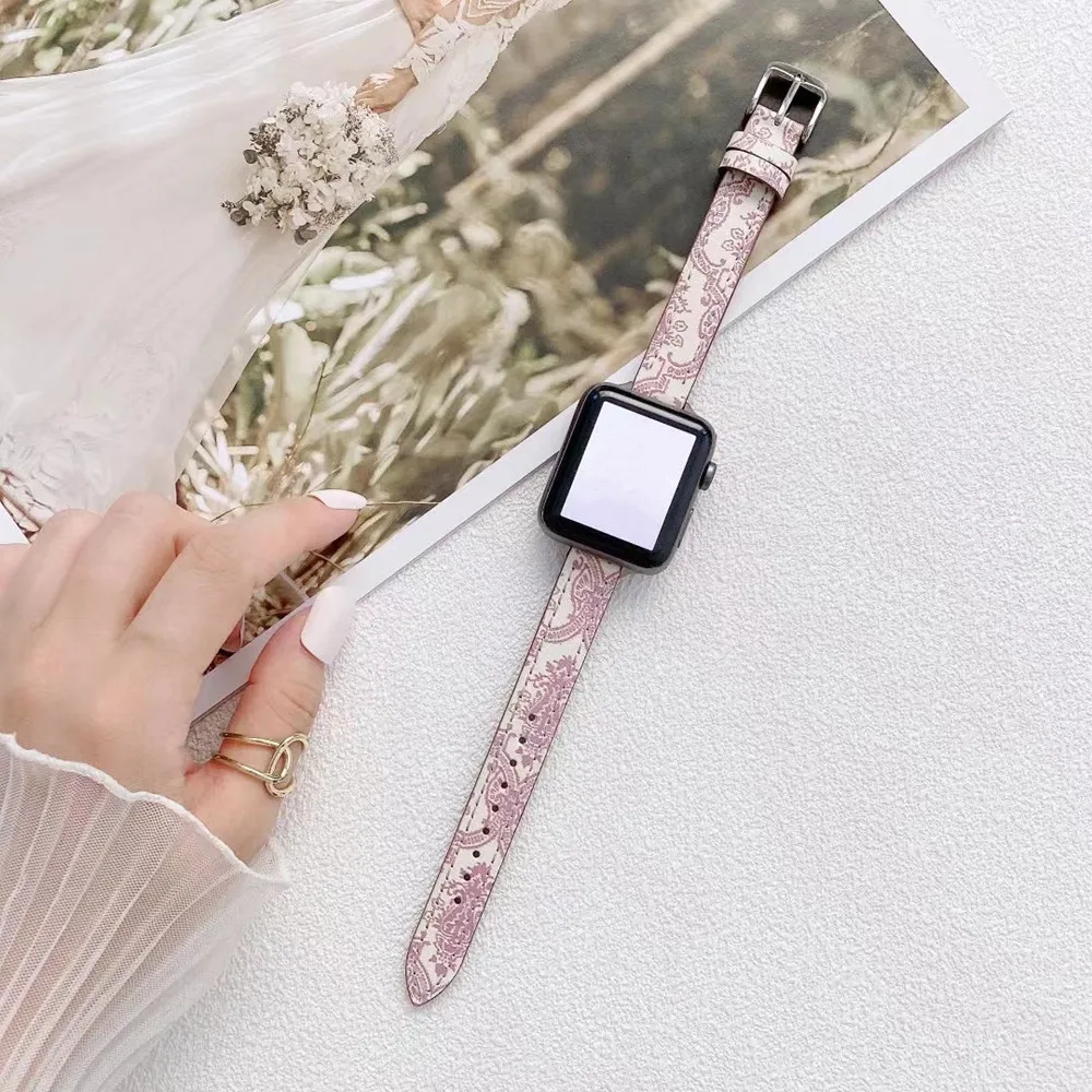 Tali Wanita Gaya Kasual untuk Apple Watch Seri SE7 6 5 4 3 2 1 44Mm 40/42Mm untuk Iwatch 38Mm 45Mm 41Mm Tali Kulit Hijau Korea